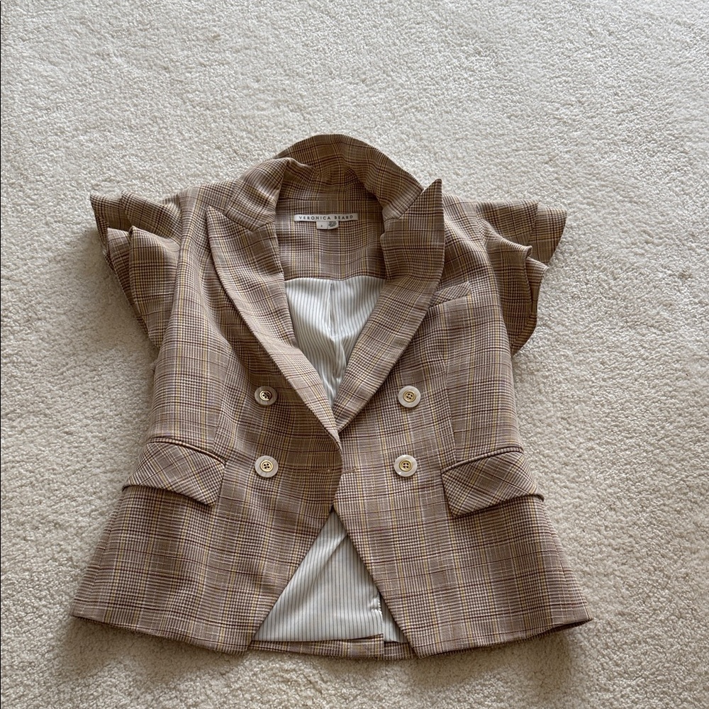 Veronica Beard Tan Plaid Blazer